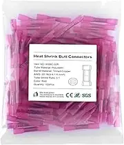 MKUCCD Heat Shrink Butt Wire Connectors, 100Pcs 22-16 AWG Red Insulated Waterproof Electrical Wire Connectors Automotive Marine Grade Wire Crimp Terminals Butt Splices