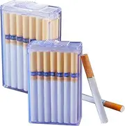 [TRELVEX] 2 Pack Cigarette Case Transparent Plastic Portable Cigarettes Case Holder for 20 Capacity(Clear)