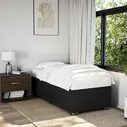 vidaxl King Single Bed Frame - Black Polyester Fabric Bedstead in Modern Style with Slat Support - Bedroom Furniture for restful Sleep - Assembly Required - 203x107x46cm