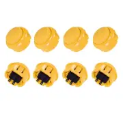 30mm Mounting Momentary Game Push Button Round for Video Games Yellow 8pcs