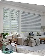 Yoolax Motorized Blinds with Remote, Electric Zebra Blinds for Indoor Windows, Blackout Smart Blinds with Voice Control, Compatible with Alexa Google Home, APP Control, 23" W x 72" H, Grey