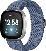 [Getino] Braided Stretchy Band Compatible with Fitbit Sense Band/Sense 2/Versa 4/ Versa 3 Bands Women Men, Soft Nylon Elastic Accessories, Strap for Fitbit Sense/Sense 2/ Versa 4/ Versa 3 Watch, Parent
