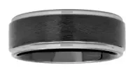 Men’s Black Two-tone Tungsten Frozen Finish Step Edge 8MM Wedding Band Sz 11