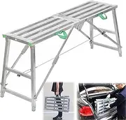 Work Platform Multipurpose Scaffolding Equipment Adjustable Work Platform Portable Folding Scaffold Tower Ladder Stool Work Bench for Washing Vehicles Cleaning DIY Maintenance Work 180cm