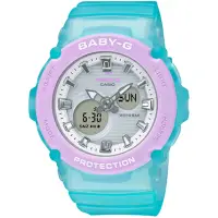 在飛比找momo購物網優惠-【CASIO 卡西歐】BABY-G 粉嫩仲夏雙顯計時錶/湖水