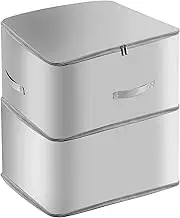 Space Saving Self Compression Organizer Clothes Storage Bag 132L Duvet Dustproof Compression Packing Cube Heavy Duty Moving Bag with Zipper and Handle for Blanket Comforter Clothes (Gray)