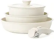 PFATURKHN 5 Pcs Pots and Pans Set - Non Stick, Detachable Handle, Induction Compatible, Oven & Dishwasher Safe, Heat Evenly