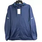 Nike Mens Amway Therma FIT Fleece Hoodie Sz XL Blue Full Zip Swoosh Pockets Golf