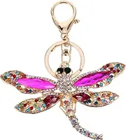 [Holibanna] Dragonfly Keychain Charms Men Dragonfly Alloy Keychain Alloy Rhinestone Keychain Rhinestone Zinc Alloy Rosy