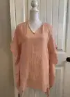 New Eileen Fisher V-Neck Organic Cotton Lofty Gauze Caftan Peach Sz S/M