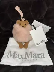 Max Mara Pink Teak Bear Key Chain Charm Alpaca Wool Silk Made in ITALY RARE