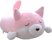 (50cm , Pink Smiling Eye) - Shiba Inu Dog Plush Pillow, Cute Soft Corgi Stuffed Animals Doll Toys Gifts for Valentine, Christmas, Birthday, Bed, Sofa Chair (Pink Smiling Eye, 50cm )