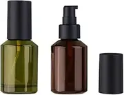 2PCS 60ml/2oz Empty Glass Travel Lotion Pump Bottles Refillable Makeup Cosmetic Soap Pump Dispenser Container Jars for Aromatherapy Essential Oils Skincare Toiletries (Wine Red and Green)
