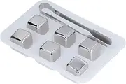 6pcs Ice Stones, Stainless Steel Whiskey Stones Reusable Stone Ice Cubes with Storage Box for Drinks Bar Home