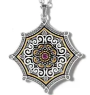 NWTag Brighton DYNASTY STELLA Purple Two Tone Crystals Pendant Necklace MSRP$148