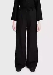 NWT $1290 The Row Dandy Silk & Linen-Blend Wide Leg Pants in Black sz 0/XS