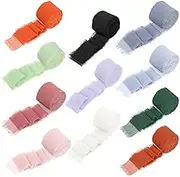 Swpeet 11 Rolls 11 Colors a Set Approx 1.5" x 3.3Yard Handmade Fringe Chiffon Ribbon, in Total 36.3 Yard, Fringe Fabric Ribbons, Handmade Sand & Nude Ribbon for Gift Wrapping, Crafts, Decorating