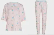 NEW PETER ALEXANDER LAMB BIRDS FLOWERS POINTELLE TOP PANTS PJ SET M RRP$149.90