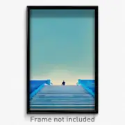 Pixel Art Poster - Sky Blue Steps (8 Bit Psychedelic Trippy Video Game Print)