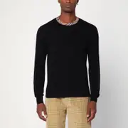 [Burberry] Black wool sweater with check details M Black