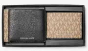 Michael Kors Box Set Wallet Pebbled Leather and Logo Billfold with Passcase