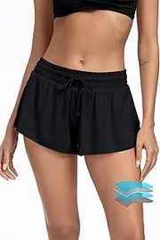 [Beautikini] Period Swimwear Menstrual Leakproof Swim Bottom 2-in-1 Athletic Shorts Period Bathing Suit Shorts for Girl, Teens
