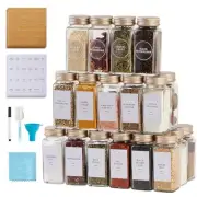 Pcs Spice Jars with Label- Glass Spice Jars with Gold Metal Caps,Shaker 36