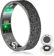 Home Smart Ring Sleep Tracker Heart Rate Fitness Ring for Men Women Pedometer Step Counter Fitness Tracker Waterproof Curved Smart Rings Digital Ring with Charging Case for iOS/Android Pink(Black)