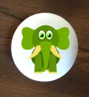 GREEN TUSK ELEPHANT WHITE CERAMIC KITCHEN CABINET DRESSER KNOB DECOR