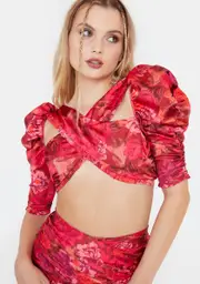 [For Love & Lemons] Alia Cross Front Crop Top