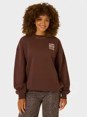Womens Drop Shoulder Crew Neck Printed Sweater