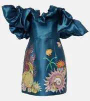 [Alemais] Alémais Dorian printed ruffled minidress UK 4 blue