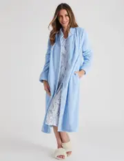 Millers Long Sleeve Button Through Textured Bed Jacket - Size 8/10 - Womens - Soft Blue