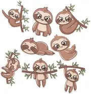 Holibanna 8Pcs Sloth Embroidered Patches for Sewing Cute Appliques for Bags Backpacks Clothes Creative DIY Craft Decoration Repair Enhance Style