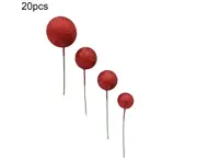 20Pcs/Set Ball Cake Toppers Lightweight No-Odor No Burr Insert Card DIY Decoration Foam Baby Shower Birthday Party Dessert Topper Cake Decoration - Red