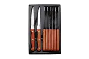 Sherwood Home 8 Piece Steak Knife Set with Rosewood Handles - Natural Brown