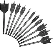 YUENTOEN 11Pcs Spade Drill Bit Set, 6-32mm Carbon Steel Paddle Flat Bit with Quick Change Hex Shank for Hole Cutter Woodworking
