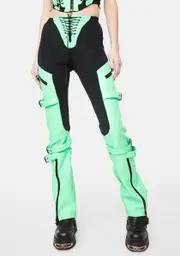 [Namilia] Green Speed Racer Buckle Pants