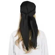 RIIQIICHY 35 Inch Head Scarf for Women Hair Scarf Like Silk Scarf Square Black