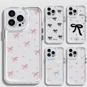 Cute Bow Shockproof Clear Phone Case For iPhone 16 15 Pro Max 14 13 12 11 Cover
