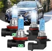 RXTSQI Upgraded Headlight Bulbs For Subaru Outback 2015 2016 2017 2018 2019,9005 H11 High Low Beam Lights Bulbs,5100K White,400% Brightness,Plug N Play,4-Pack