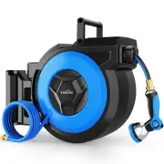 Retractable Garden Hose Reel, 1/2" x 131FT Heavy Duty Automatic Retractable H...