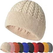 [Rayson] Knit Beanie Hat Unisex Knitted Trawler Beanie Hat Warm Soft Stretch Fisherman Winter Thermal Soft Hat Fashion Stretch Watch Cap