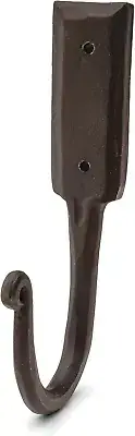 Hand-Forged Iron Wall Hook | Large Size Measuring 6-1/2” | Rustic Look | Elegant
