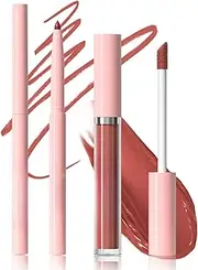 Waterproof Lip Liner & Lip Stain Set – Smudge-Proof, Long-Lasting Nude Brown Lip Gloss#01