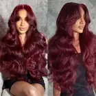 99j Burgundy Lace Front Wigs Human Hair Pre Plucked 13x6 Lace Frontal Human H...