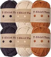 Crochet Yarn Crochet Yarn 6PCS Thick Knitting Yarn Set 33 Yards T-Shirt Yarn 100g Elastic Chunky Yarn for Bags Throw Blanket Crochet Carpets Home Decor