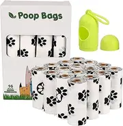 240 White Dog Poop Bags, Thick and Strong Leak-proof Bags for Dogs, Eco-Friendly Waste Disposal Bags Refill Rolls with Dispenser and Leash Tie (Scented),15 Doggy Bags Per Roll, 33 x 23 CM Each (White)