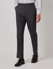 Hawes & Curtis Charcoal Subtle Stripe Italian Wool Tailored Fit Suit Trousers | 1913 Collection Size: 30" (EU 46)