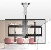 Adjustable Ceiling TV Mount Bracket, with Remote Control Motorized TV Mount, Hanging TV Mount Bracket, Electric TV Lift and Memory Setting, for 32" - 75" TVs Up to 50kg/132lbs(Black+White)